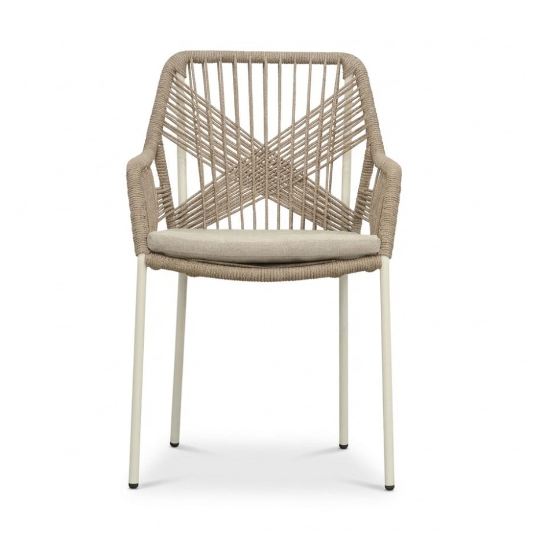 Nancy/Seville beige dining tuinset | 4 personen | polystone + touw | Ø135cm rond