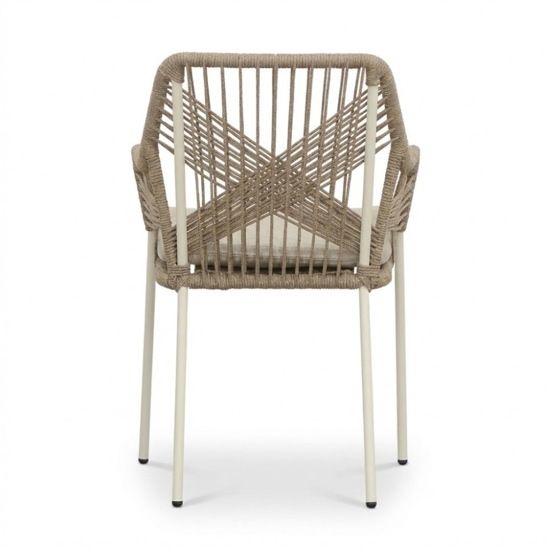 Nancy/Seville beige dining tuinset | 4 personen | polystone + touw | Ø135cm rond