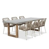 Lausanne/Seville beige dining tuinset | 6 personen | polystone + touw | 250cm
