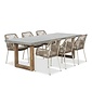 BUITEN living Lausanne/Seville beige dining tuinset | 6 personen | polystone + touw | 250cm