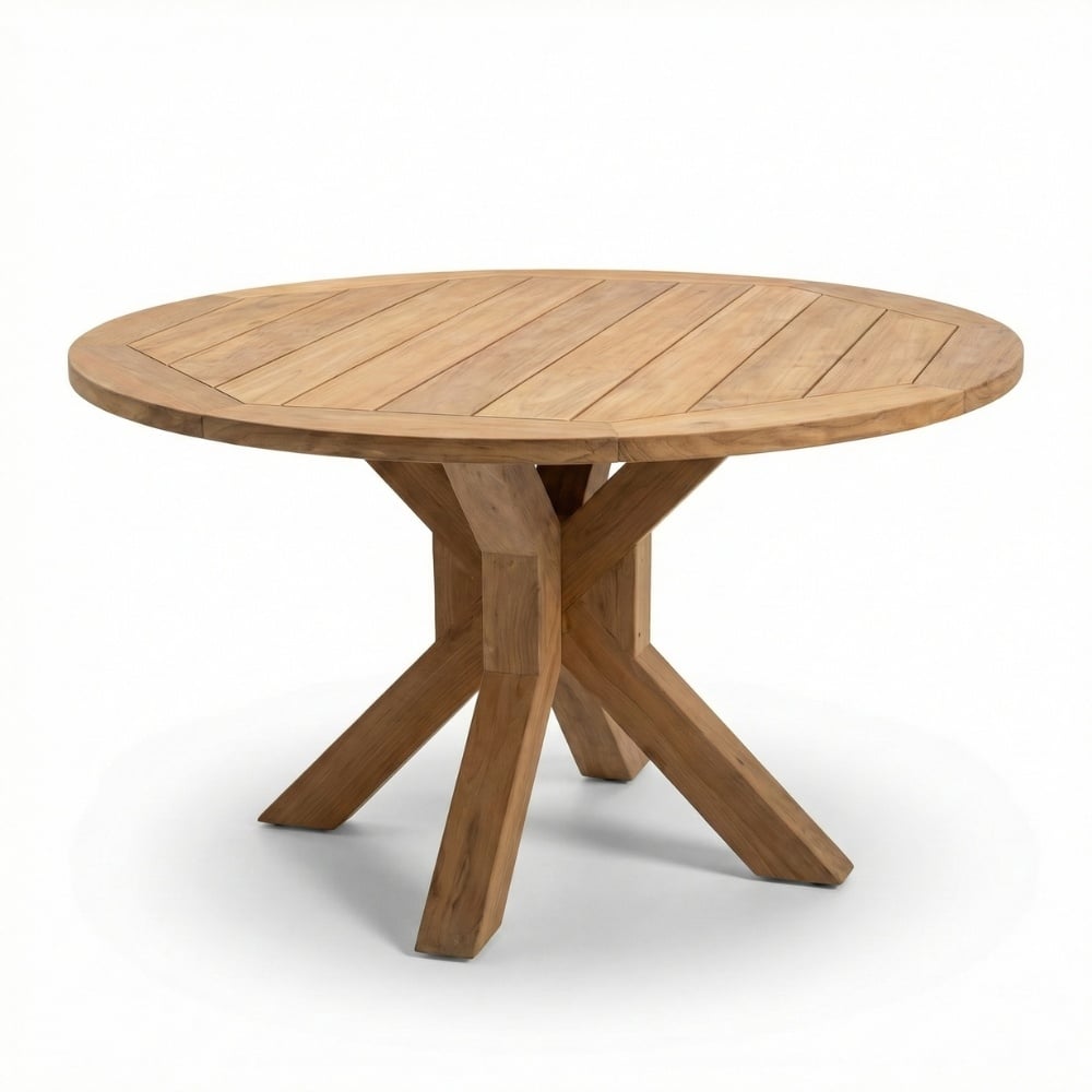 Genua/Seville beige dining tuinset | 4 personen | teakhout + touw | 120cm rond