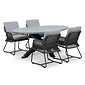 BUITEN living Stockholm/Gianna Stone Grey dining tuinset | 4 personen | polystone + touw | 200cm