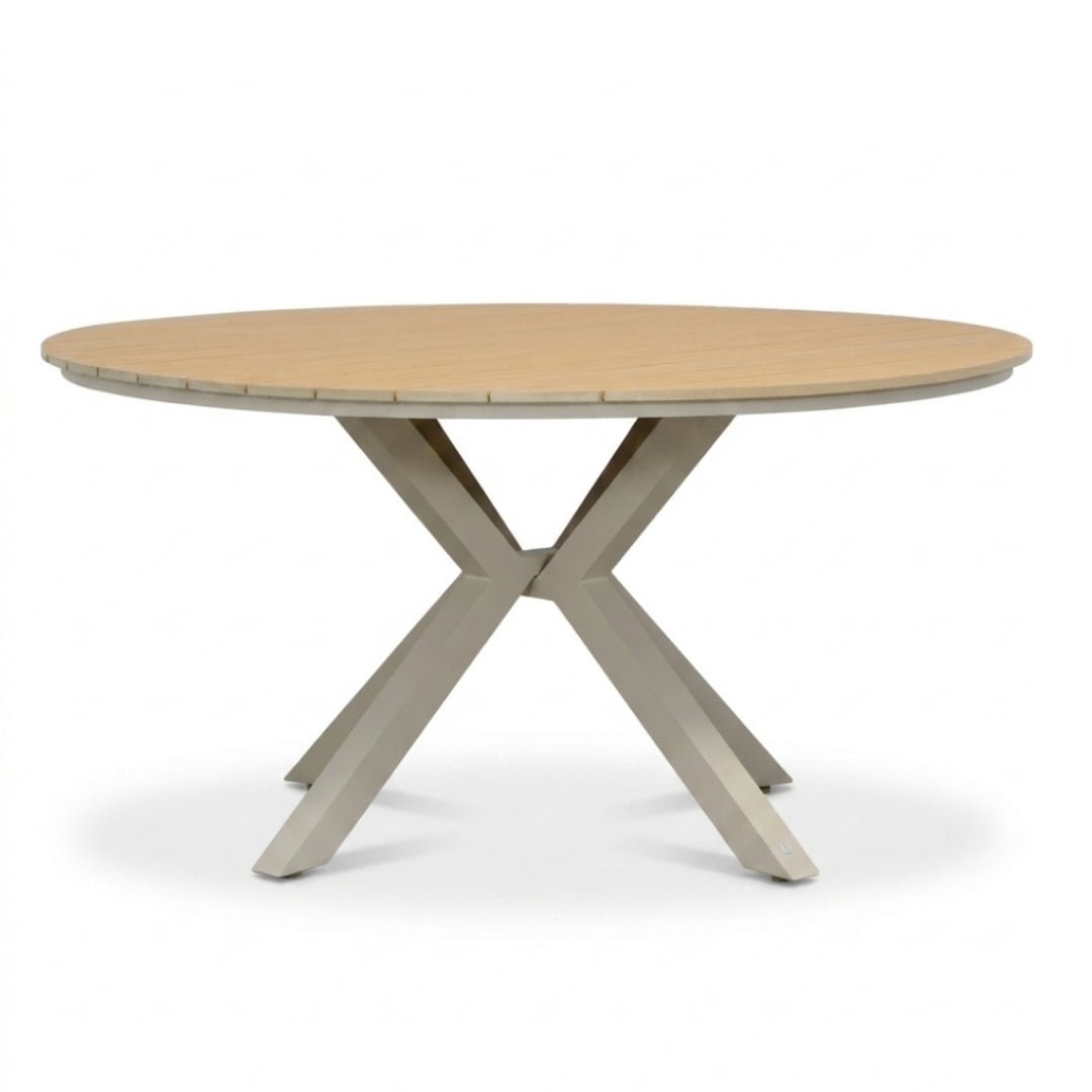 Calgary/Seville beige dining tuinset | 5 personen | polywood + touw | 144cm rond