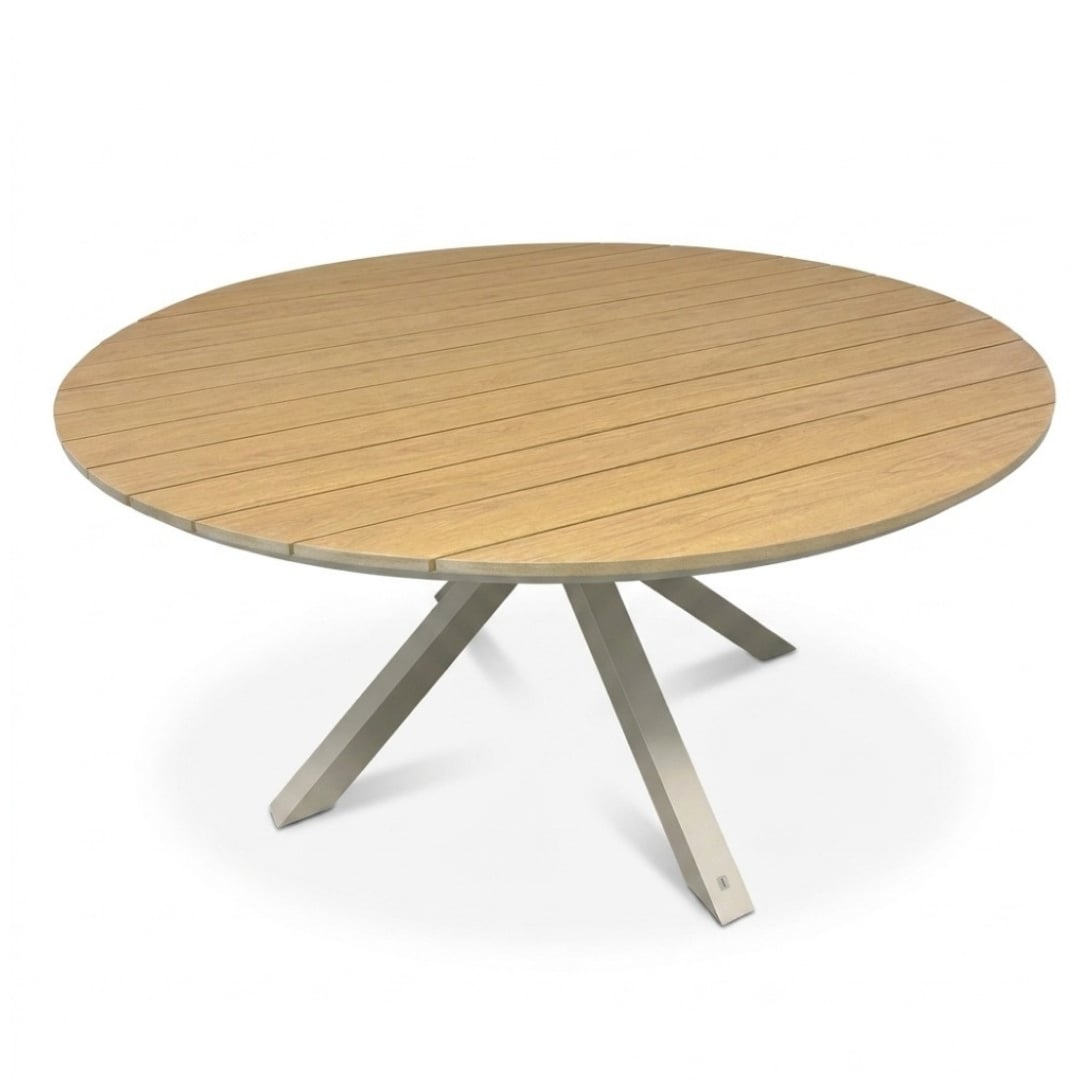 Calgary/Seville beige dining tuinset | 5 personen | polywood + touw | 144cm rond