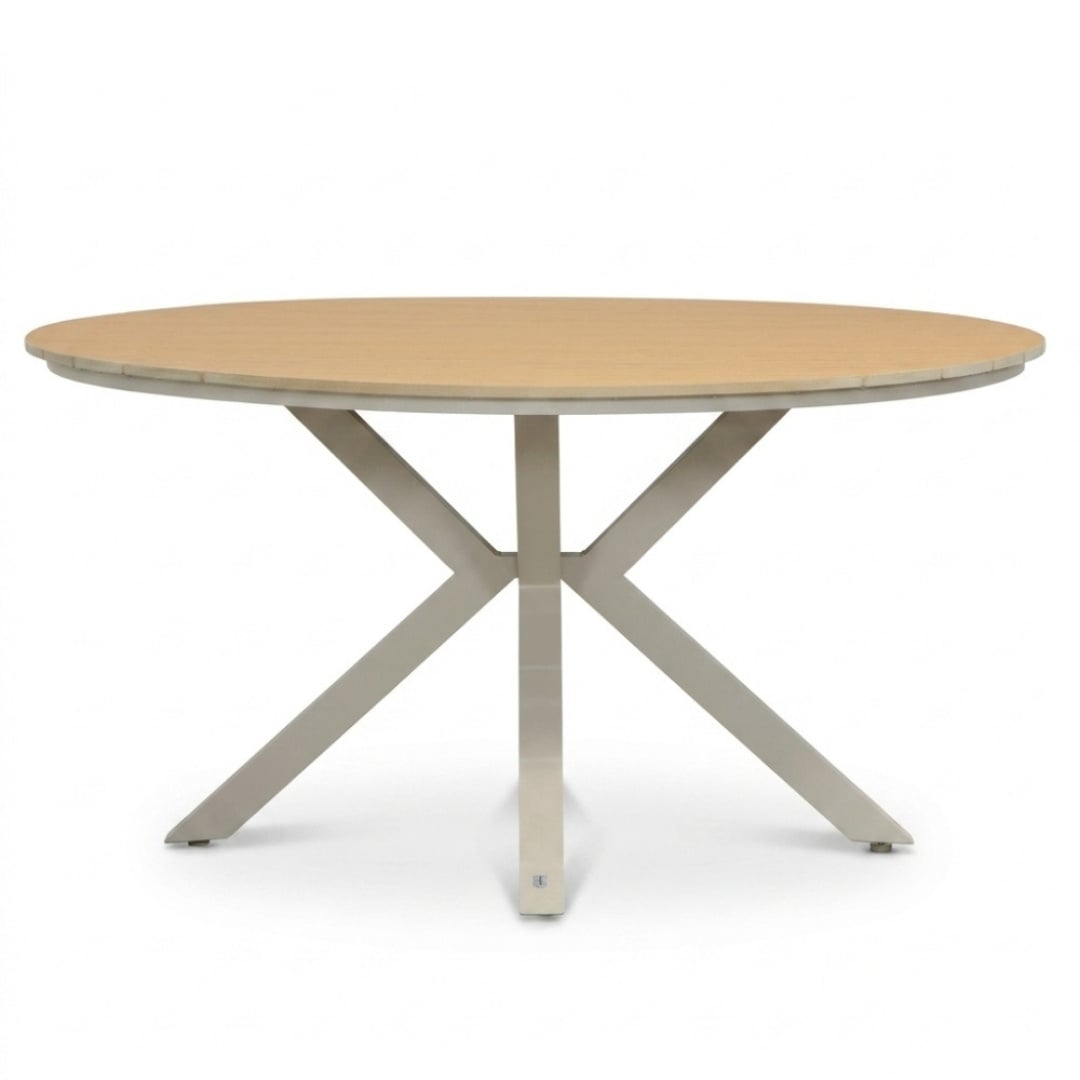 Calgary/Seville beige dining tuinset | 5 personen | polywood + touw | 144cm rond