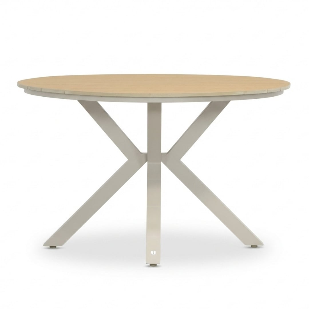 Calgary/Seville beige dining tuinset | 4 personen | polywood + touw | 120cm rond