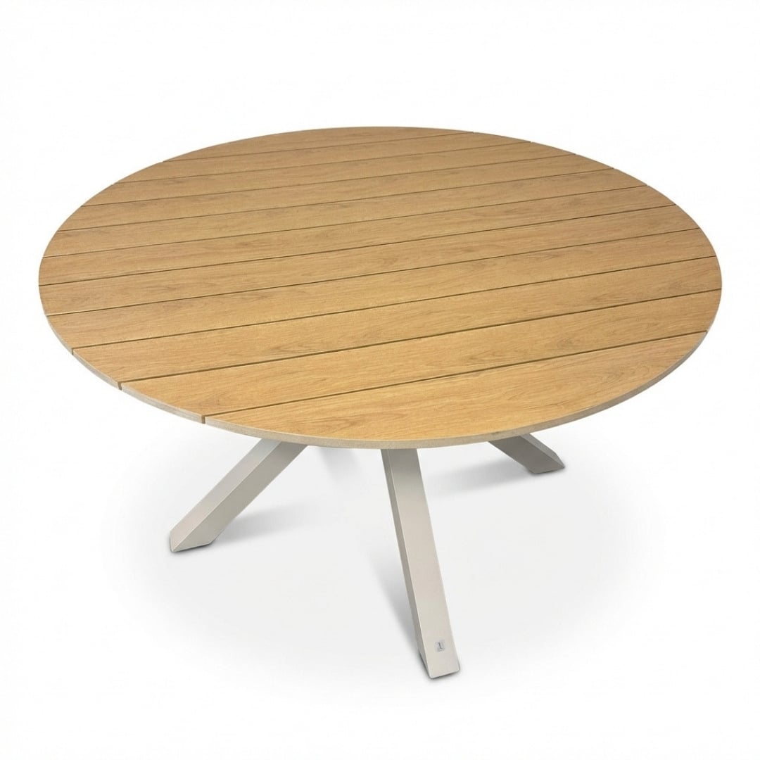 Calgary/Seville beige dining tuinset | 4 personen | polywood + touw | 120cm rond