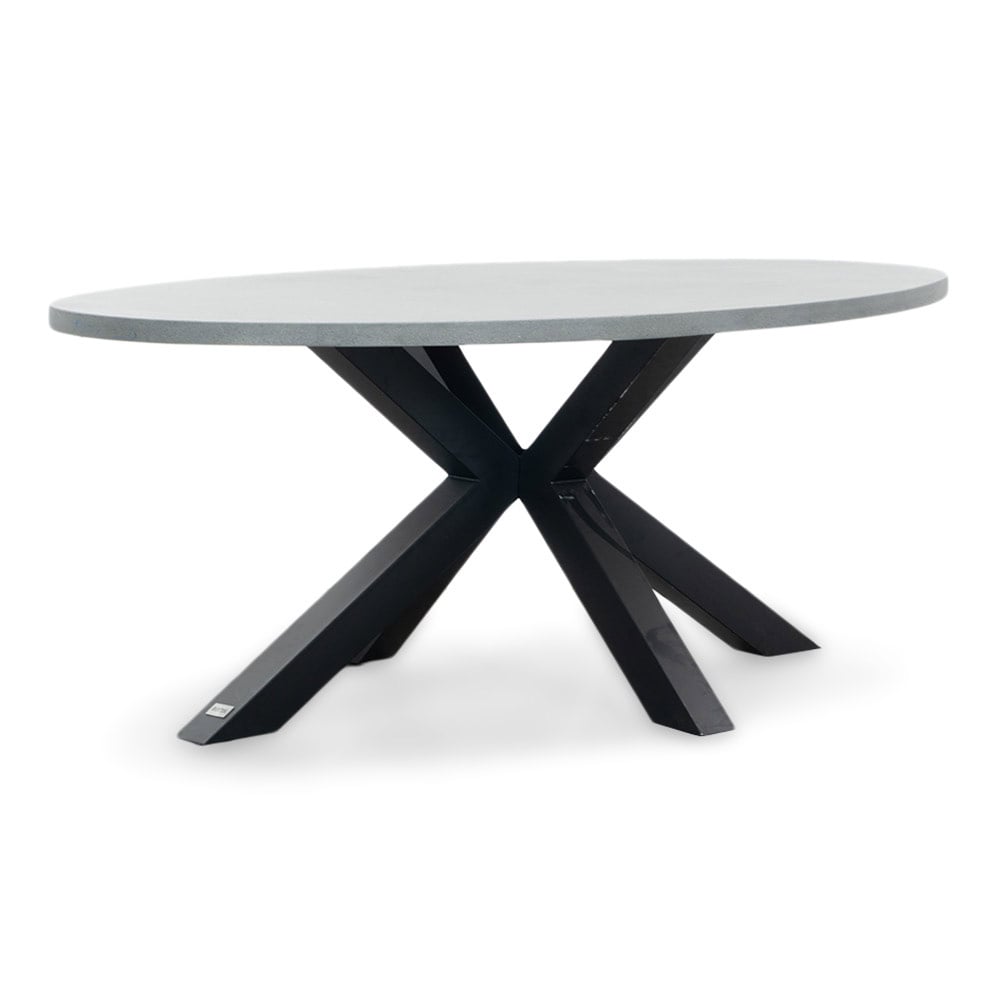 Stockholm/Gianna Stone Grey dining tuinset | 4 personen | polystone + touw | 200cm