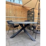 Meran/Gianna Stone Grey dining tuinset | 4 personen | polystone + touw | Ø135cm rond