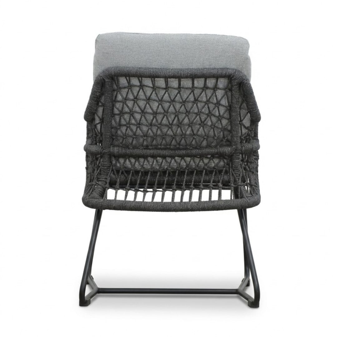 Meran/Gianna Stone Grey dining tuinset | 4 personen | polystone + touw | Ø135cm rond