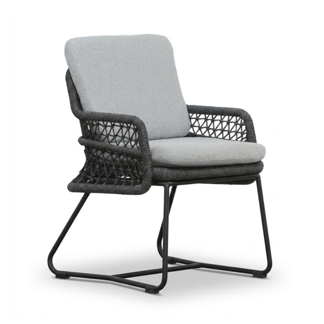 Elena/Gianna Stone Grey low dining tuinset | 6 personen | teakhout + touw | 240cm