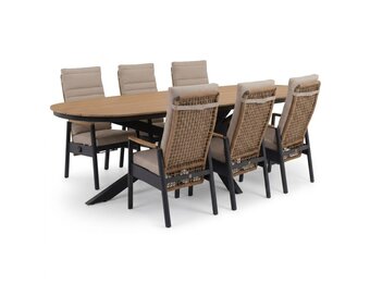 Texas/Boston dining tuinset | 6 personen | polywood + aluminium | 260cm