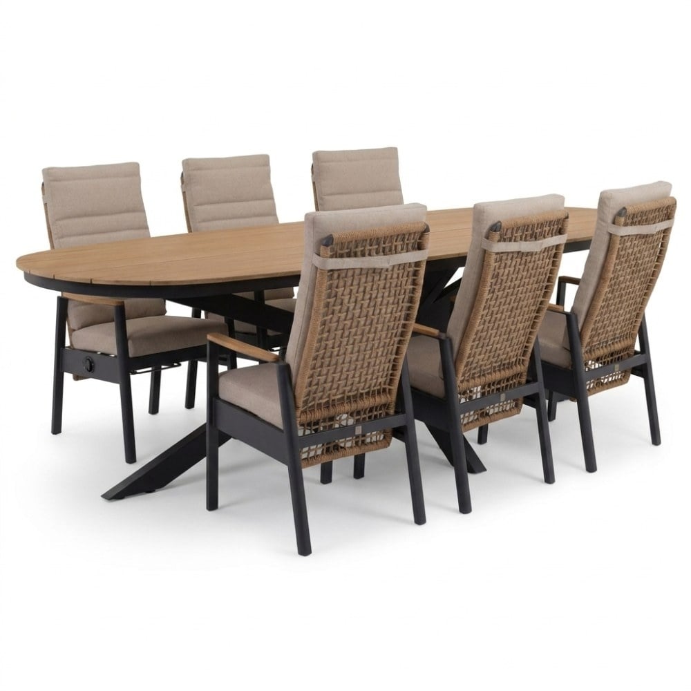 Texas/Boston dining tuinset | 6 personen | polywood + aluminium | 260cm
