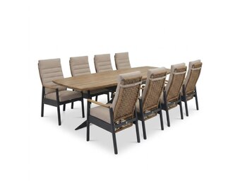 Salo/Boston dining tuinset | 8 personen | hardhout + aluminium | 280cm Deens ovaal
