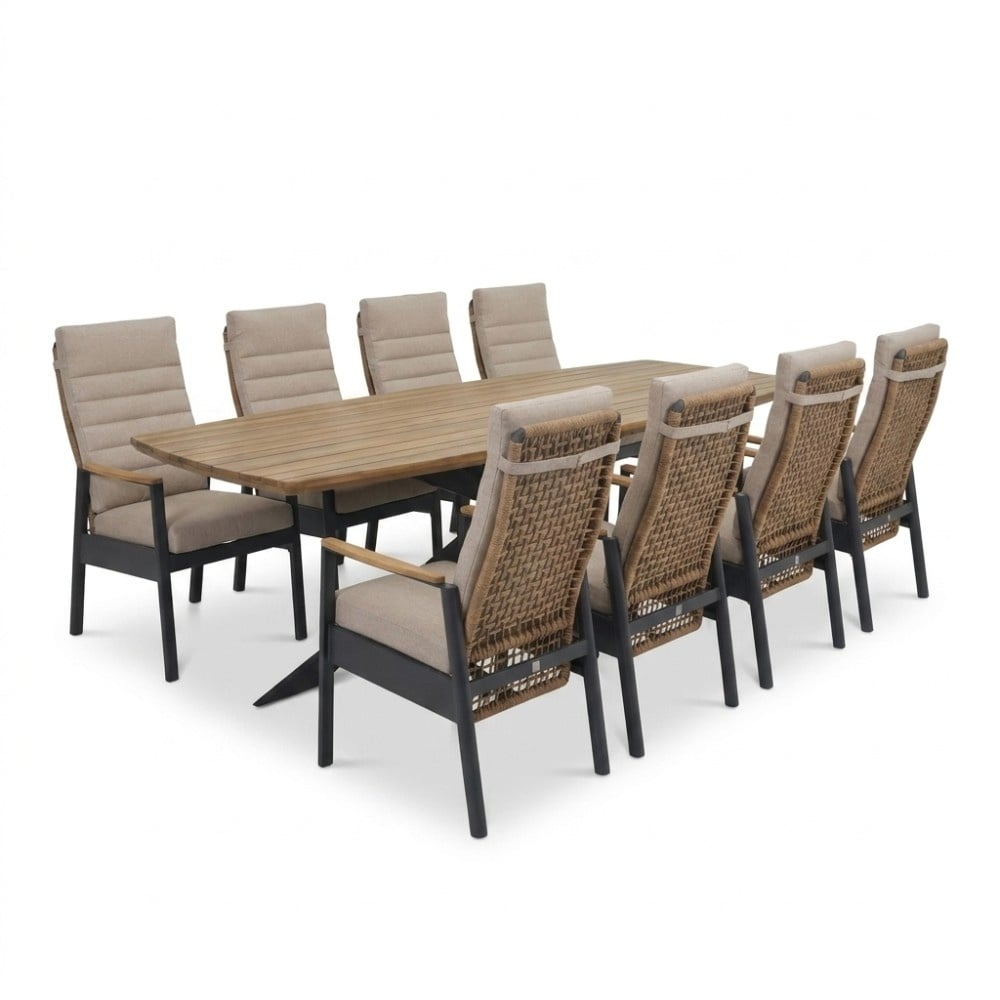 Salo/Boston dining tuinset | 8 personen | hardhout + aluminium | 280cm Deens ovaal