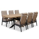 Salo/Boston dining tuinset | 6 personen | hardhout + aluminium | 240cm Deens ovaal