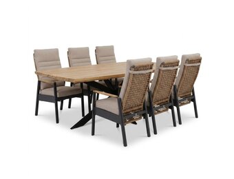 Salo/Boston dining tuinset | 6 personen | hardhout + aluminium | 240cm Deens ovaal