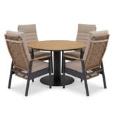 Panama/Boston dining tuinset | 4 personen | polywood + aluminium | 120cm rond