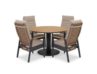 Panama/Boston dining tuinset | 4 personen | polywood + aluminium | 120cm rond