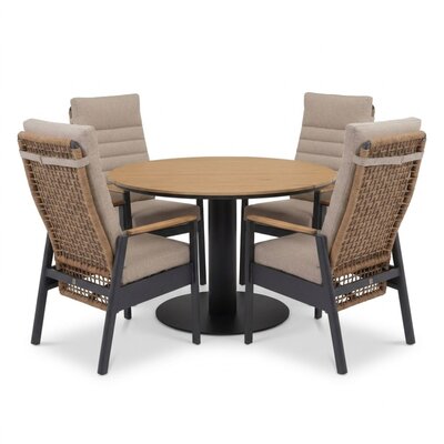 Panama/Boston dining tuinset | 4 personen | polywood + aluminium | 120cm rond