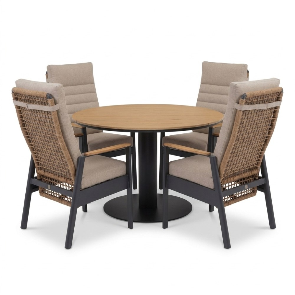 Panama/Boston dining tuinset | 4 personen | polywood + aluminium | 120cm rond