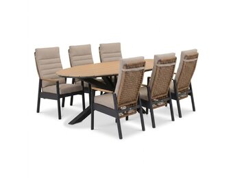Dallas/Boston dining tuinset | 6 personen | polywood + aluminium | 220cm