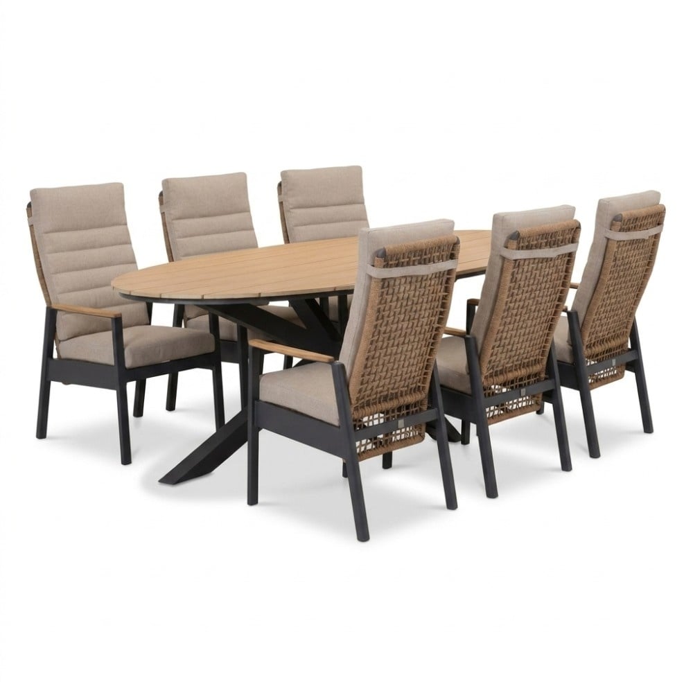 Dallas/Boston dining tuinset | 6 personen | polywood + aluminium | 220cm