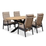 Cleve/Boston dining tuinset | 4 personen | teakhout + aluminium | 200cm ovaal
