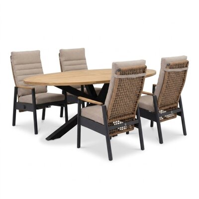 Cleve/Boston dining tuinset | 4 personen | teakhout + aluminium | 200cm ovaal