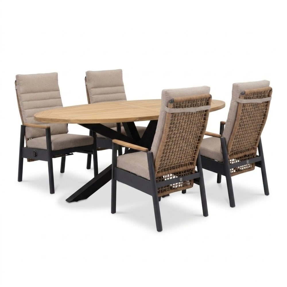 Cleve/Boston dining tuinset | 4 personen | teakhout + aluminium | 120cm rond