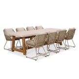 Velora/Portofino Sandstone dining tuinset | 8 personen | polystone + touw | 300cm