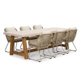 Velora/Portofino Sandstone dining tuinset | 6 personen | polystone + touw | 250cm