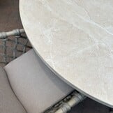 Lucy/Portofino Sandstone dining tuinset | 4 personen | polystone + touw | 135cm rond