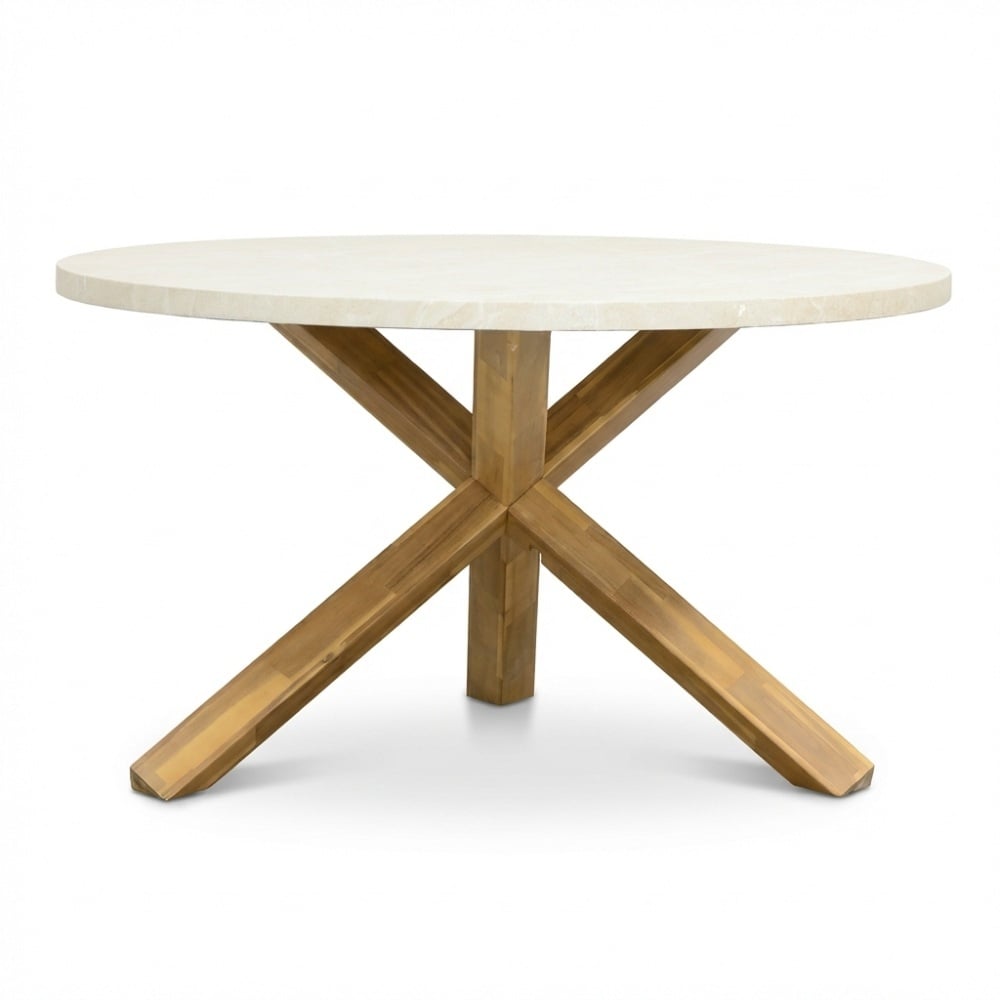 Lucy/Portofino Sandstone dining tuinset | 4 personen | polystone + touw | 135cm rond