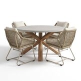 Nancy/Portofino Sandstone dining tuinset | 4 personen | polystone + touw | Ø135cm rond