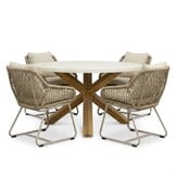 Lucy/Portofino Sandstone dining tuinset | 4 personen | polystone + touw | 135cm rond