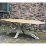 Dallas beige/Portofino Sandstone dining tuinset | 6 personen | polywood + touw | 220cm