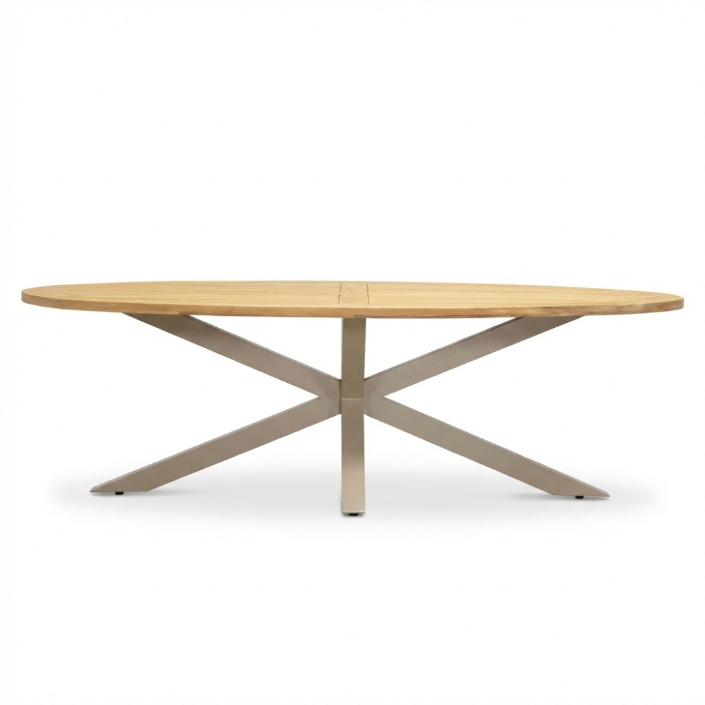 Cleve beige/Portofino Sandstone dining tuinset | 6 personen | teakhout + touw | 240cm ovaal
