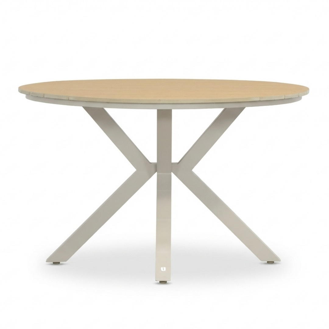 Calgary/Portofino Sandstone dining tuinset | 4 personen | polywood + touw | 120cm rond