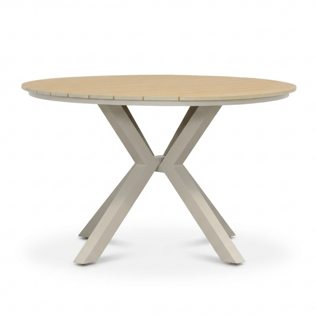 Calgary/Portofino Sandstone dining tuinset | 4 personen | polywood + touw | 120cm rond