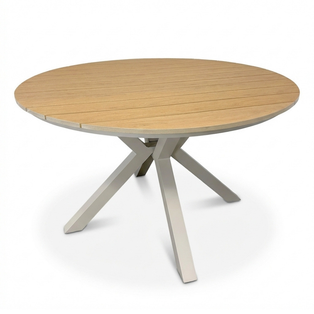 Calgary/Portofino Sandstone dining tuinset | 4 personen | polywood + touw | 120cm rond