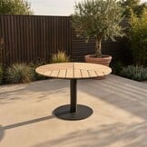 Sirena visgraat/Femke antraciet dining tuinset | 4 personen | polywood + touw | Ø120cm rond