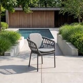 Sirena visgraat/Femke antraciet dining tuinset | 4 personen | polywood + touw | Ø120cm rond