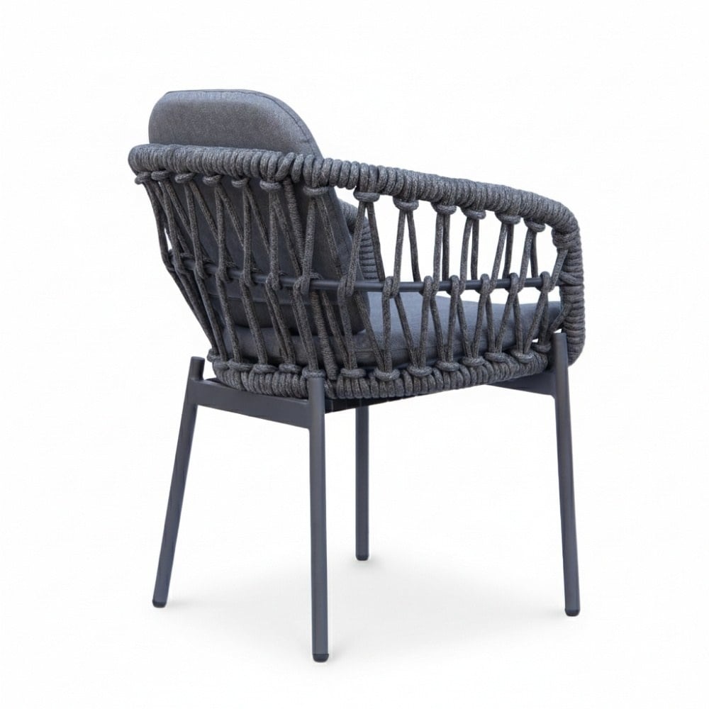 Panama/Femke antraciet dining tuinset | 6 personen | polywood + touw | 260cm