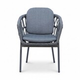 Palau/Femke antraciet dining tuinset | 4 personen | teakhout + touw | Ø120cm rond