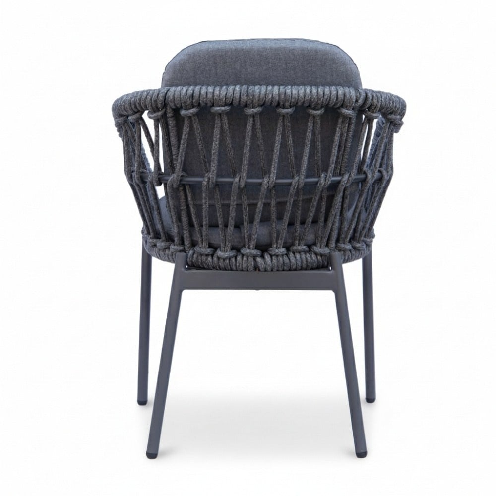 Oxford/Femke antraciet dining tuinset | 4 personen | aluminium + touw | 90cm