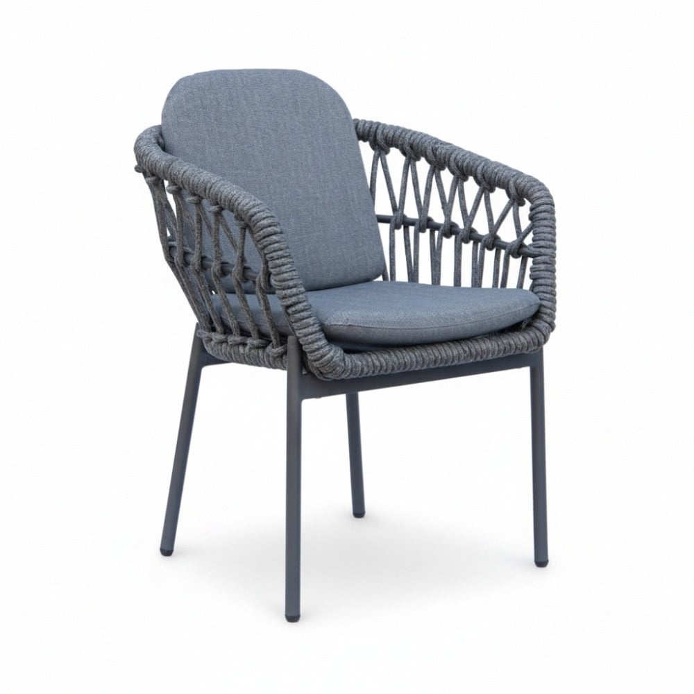Oxford/Femke antraciet dining tuinset | 4 personen | aluminium + touw | 160cm