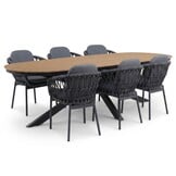 Texas/Femke antraciet dining tuinset | 6 personen | polywood + touw | 260cm