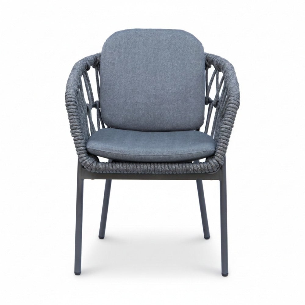 Texas/Femke antraciet dining tuinset | 6 personen | polywood + touw | 260cm