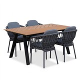 Sofia/Femke antraciet dining tuinset | 4 personen | polywood + touw |160cm